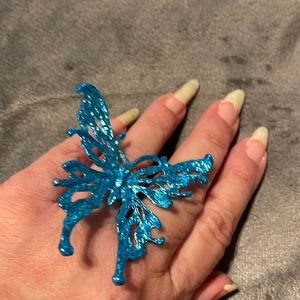 Boho Shabby Chic Butterfly Alloy Adjustable Metallic Like Shimmer Ring